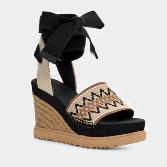 UGG Shoes - UGG Abbot Ankle Wrap Espadrille Wedge Sandals Size 8.5 NWOB